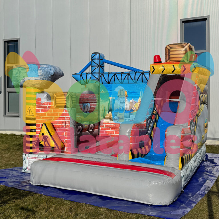 Construction Inflatables Construction Site Castle Bouncy Castle with Slide | Dodo-Inflatables.com