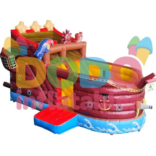 Bouncy Castle Pirate Ship with Slide-4